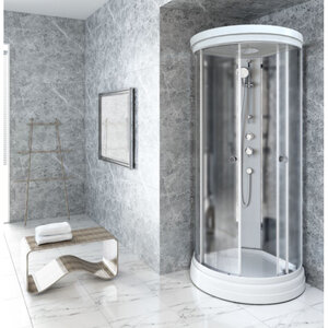 Изображение товара Душевая кабина Радомир Стронг 1-05-1-0-0-1801, 90 х 90 см, стекло матовое, профиль белый