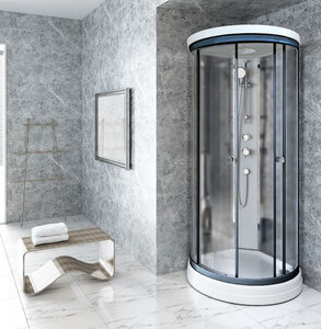 Изображение товара Душевая кабина Радомир Стронг 1-05-6-0-0-1801, 90 х 90 см, стекло матовое, профиль черный