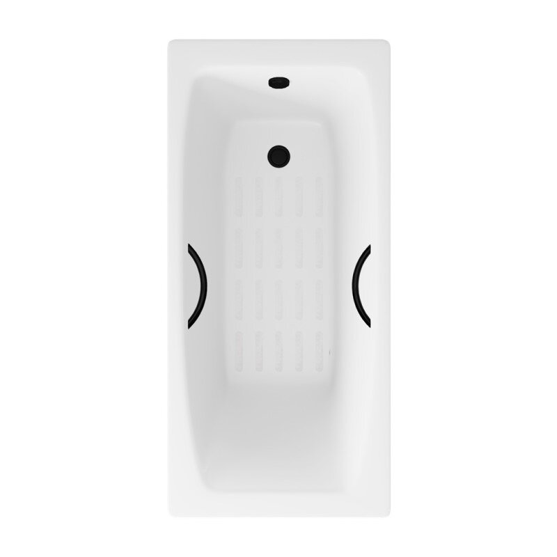 Изображение товара Ванна чугунная Delice Repos DLR220508RB-AS, 170 х 70 см, антискользящее покрытие, ручки черные матовые, цвет белый