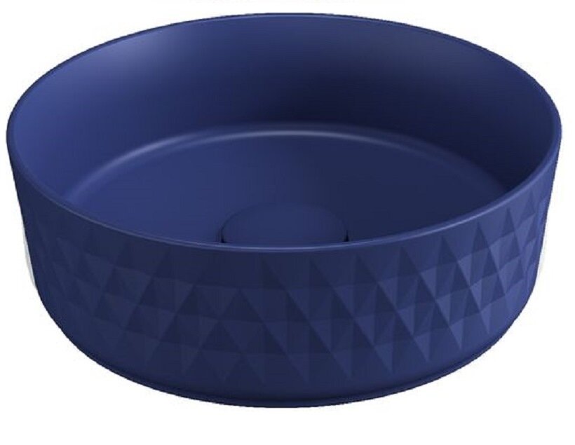 Изображение товара Раковина накладная из керамики диаметром 36 см, индиго, без отверстий