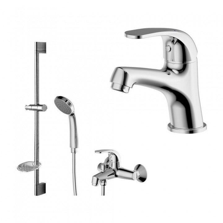 Изображение товара Комплект из двух смесителей и душевой стойки Bravat Fit Cet F00315C Изображение товара Комплект из двух смесителей и душевой стойки Bravat Fit Cet F00315C