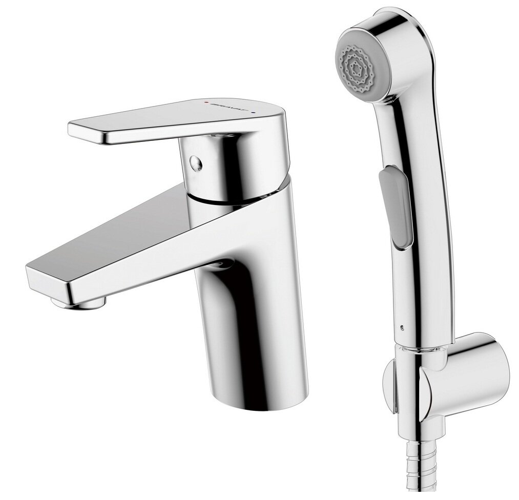 Изображение товара Смеситель Bravat Line F15299C-2 для раковины с гигиеническим душем хром Германии