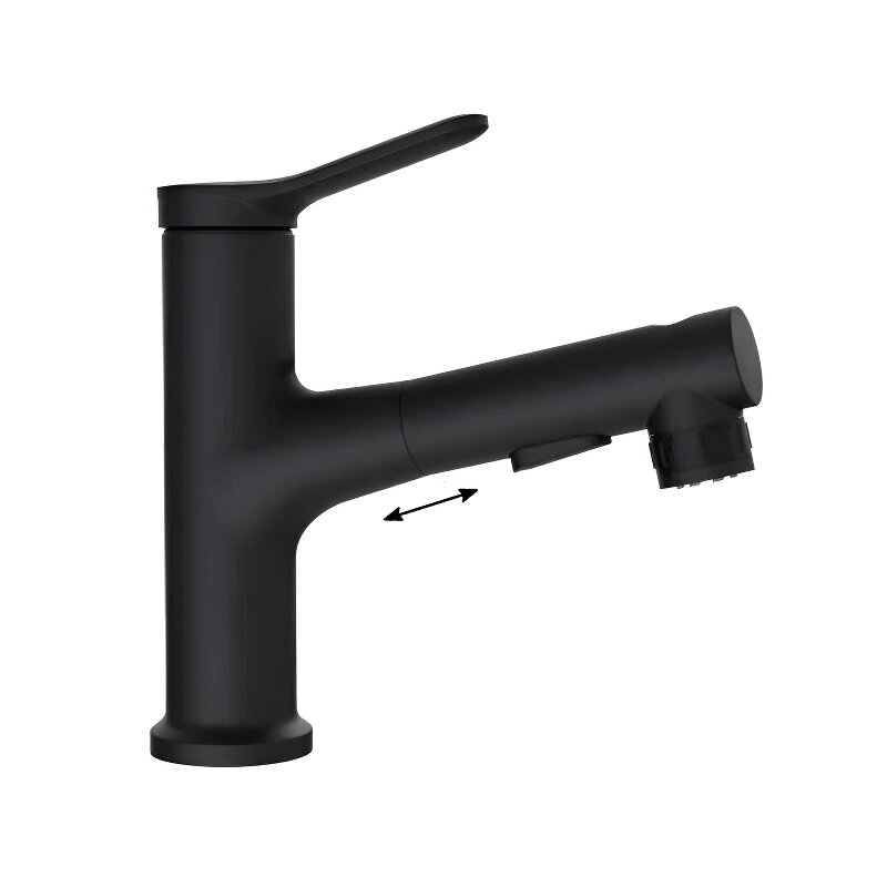 Изображение товара Смеситель для раковины BelBagno BB-LVMD-NERO-W0, с выдвижным изливом, цвет черный матовый
