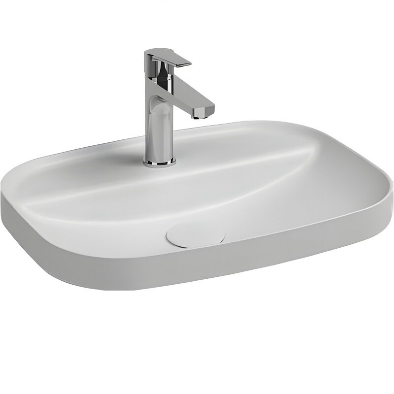 Изображение товара Керамическая накладная раковина Allen Brau Fantasy 55 см белый матовый Изображение товара Керамическая накладная раковина Allen Brau Fantasy 55 см белый матовый