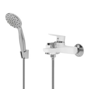 Изображение товара Смеситель для ванны и душа Aringa Рейн AR02005WH, с душевым гарнитуром, белый/хром