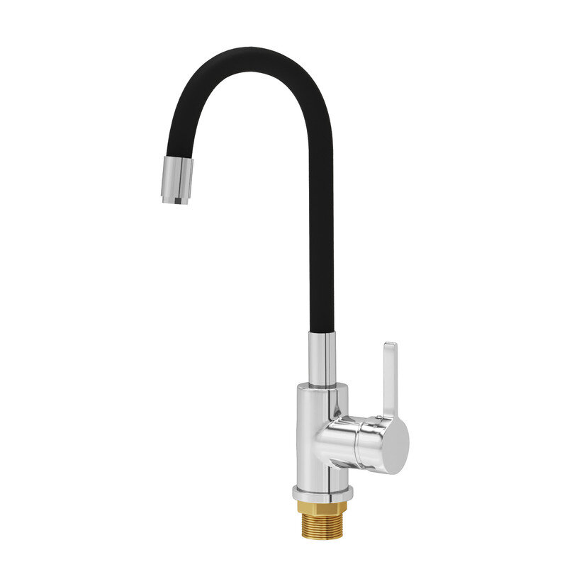 Изображение товара Смеситель для кухонной мойки Aringa Твид AR02023BL с гибким изливом черный хром