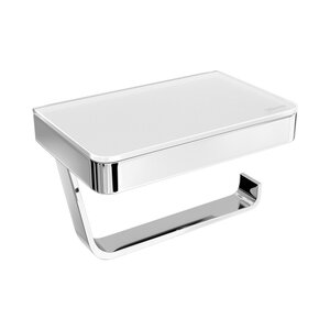 Изображение товара Держатель туалетной бумаги Lemark Glass Line с полкой хром стекло современный дизайн