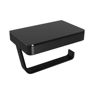 Изображение товара Держатель туалетной бумаги Lemark Glass Line, 9722030, с полкой, черный матовый/черное стекло