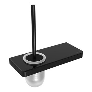 Изображение товара Ершик Lemark Glass Line, 9762033, с полкой, держатель черный матовый/черное стекло