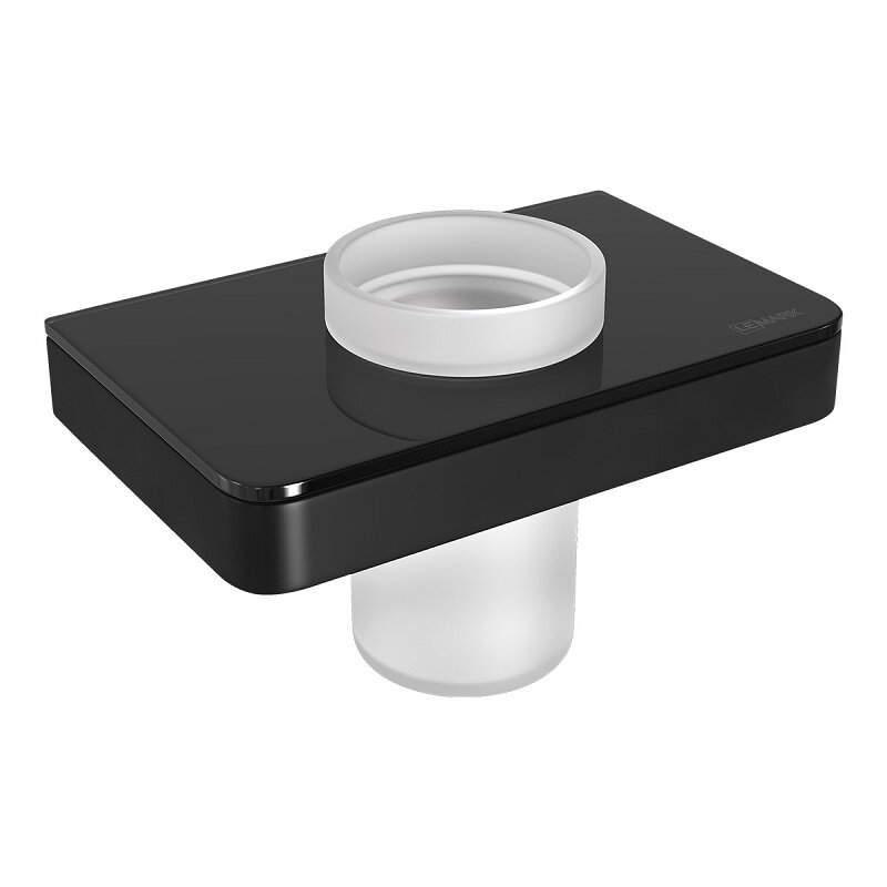 Изображение товара Стакан Lemark Glass Line, 9732036, держатель чёрный матовый/черное стекло