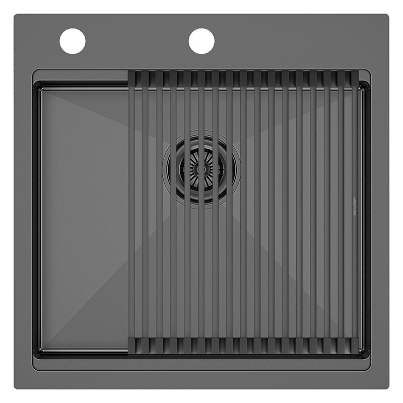 Изображение товара Мойка кухонная Paulmark Kroner-Pro PM705151-GM вороненая сталь