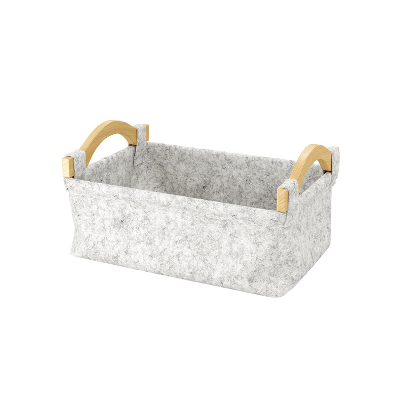 Изображение товара Корзина для ванной комнаты WasserKraft Aula WB-110-M с деревянными ручками серого цвета