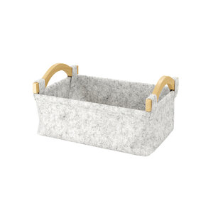 Изображение товара Корзина для ванной комнаты WasserKraft Aula WB-110-M с деревянными ручками серого цвета