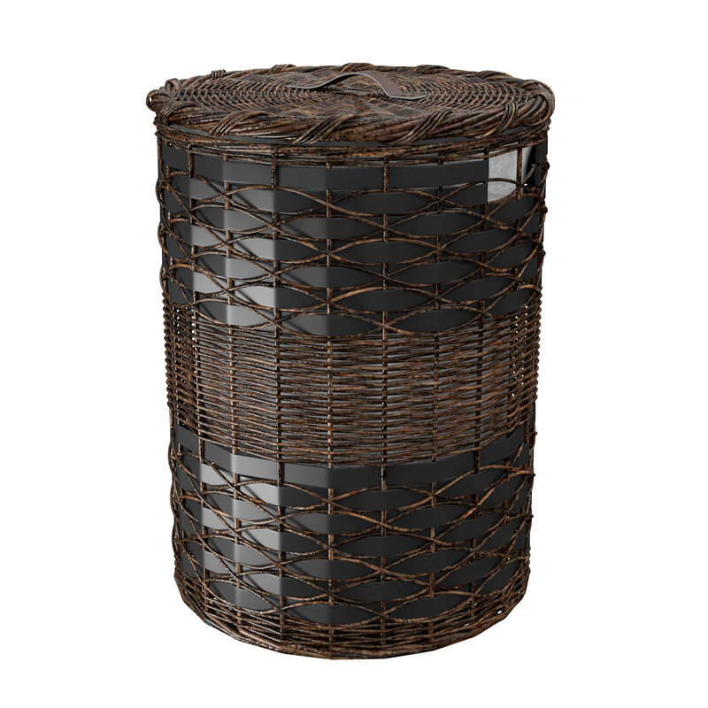 Изображение товара Корзина для белья WasserKraft Bever WB-240-L, круглая, коричневая, 45x45x56 см