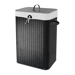 Изображение товара Корзина для белья WasserKraft Nuthe WB-910-L, натуральные материалы, черная/белая