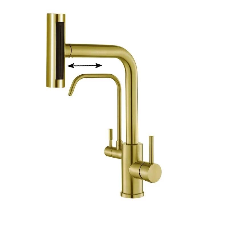 Изображение товара Кухонный смеситель Zorg Steel Hammer SH 091 PVD BRONZE с выдвижным изливом и подключением к фильтру