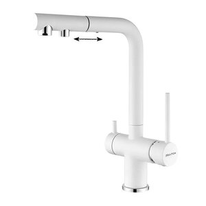 Изображение товара Смеситель Paulmark Serpentine Se213222-WH для кухонной мойки с подключением к фильтру питьевой воды, белый матовый