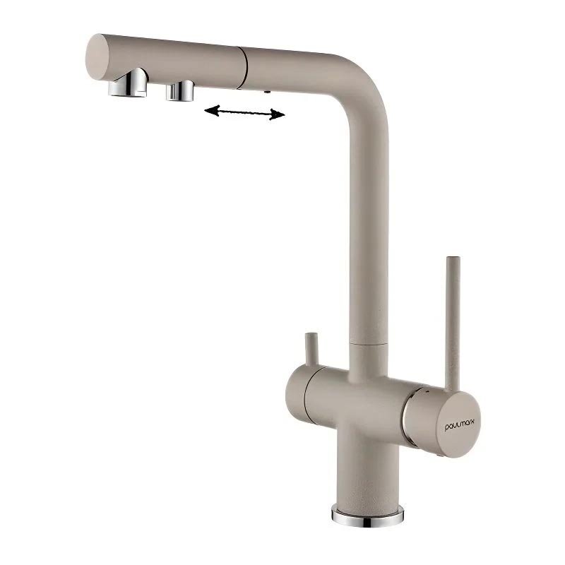 Изображение товара Кухонный смеситель Paulmark Serpentine с подключением к фильтру бежевый 22 см