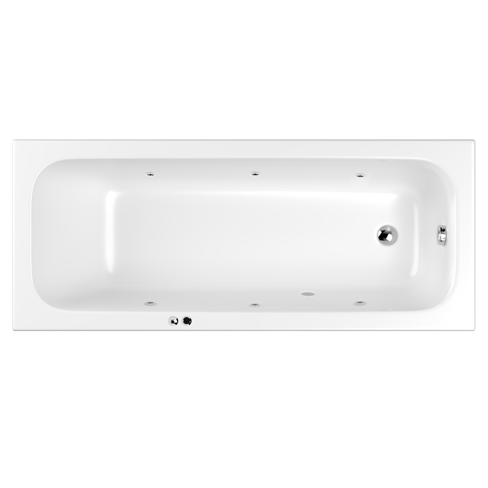 Изображение товара Ванна акриловая гидромассажная Whitecross Vibe Soft 170x70 см белый/хром