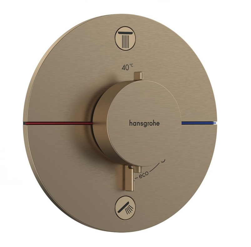 Изображение товара Смеситель для душа Hansgrohe ShowerSelect Comfort S, 15554140, на 2 потребителя, термостатический, шлифованная бронза Изображение товара Смеситель для душа Hansgrohe ShowerSelect Comfort S, 15554140, на 2 потребителя, термостатический, шлифованная бронза