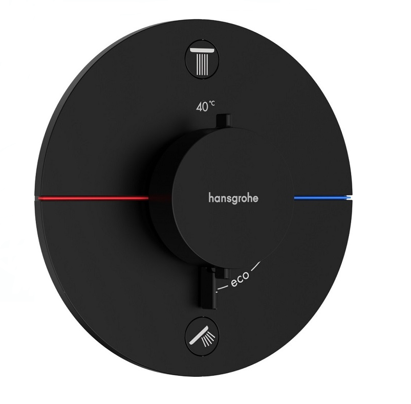 Изображение товара Смеситель для душа, Hansgrohe ShowerSelect Comfort S, 15554670 на 2 потребителя, термостатический, черный матовый Изображение товара Смеситель для душа, Hansgrohe ShowerSelect Comfort S, 15554670 на 2 потребителя, термостатический, черный матовый
