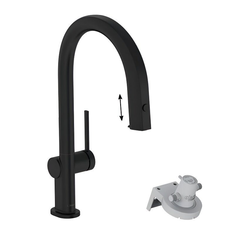 Изображение товара Смеситель для кухонной мойки Hansgrohe Aqittura с вытяжным изливом и фильтром, черный матовый