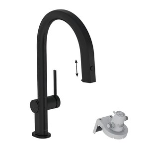 Изображение товара Смеситель для кухонной мойки Hansgrohe Aqittura, 76826670, с вытяжным изливом, с подключением к фильтру, черный матовый