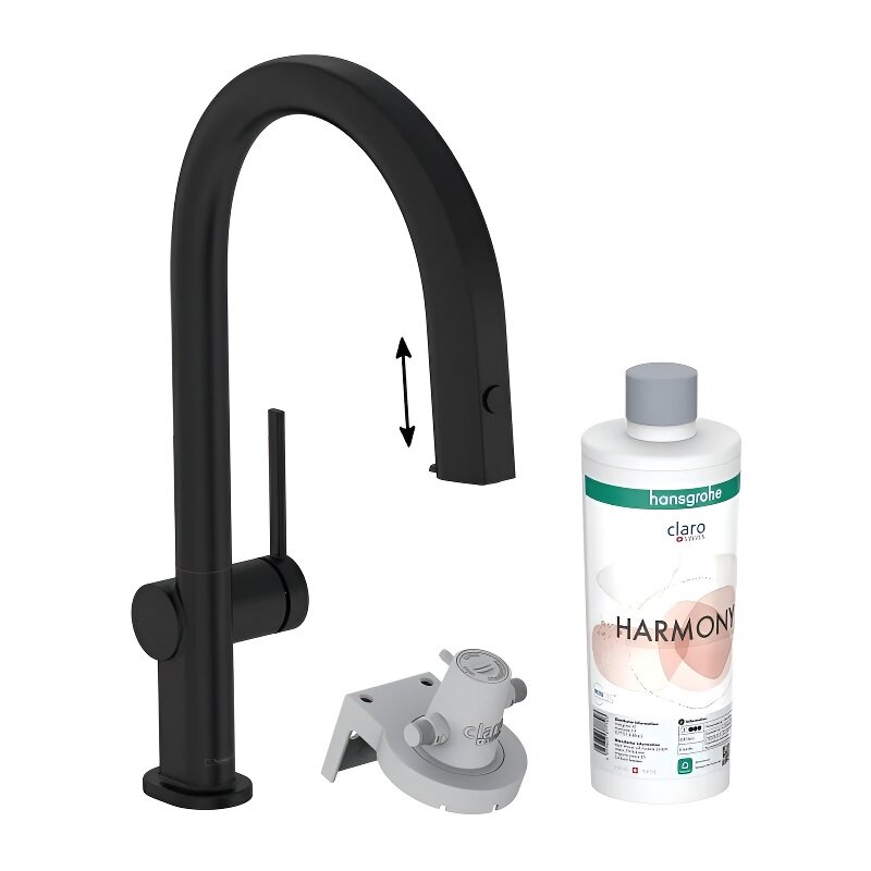 Изображение товара Смеситель Hansgrohe Aqittura для кухонной мойки с фильтром и минерализацией черный матовый