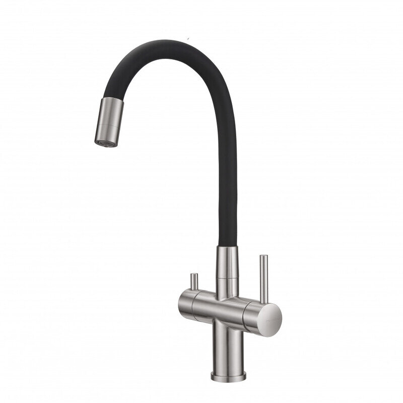 Изображение товара Milacio Ultra MCU.560.SSB — кухонный смеситель с фильтром, нержавеющая сталь, черный излив