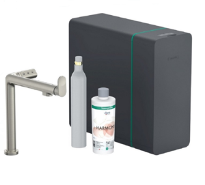 Изображение товара Смеситель для кухонной мойки Hansgrohe Aqittura SodaSystem, 76810800, с системой фильтрации и газирования воды, нержавеющая сталь