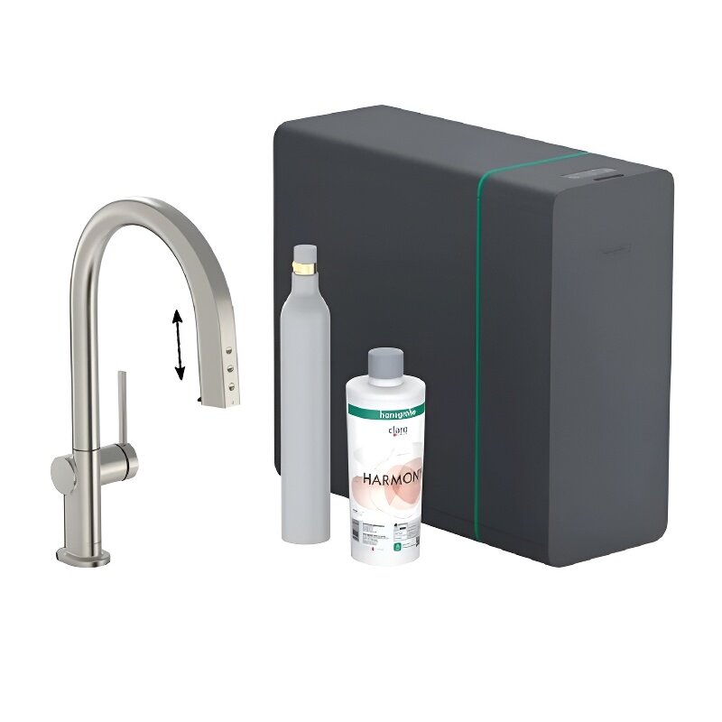 Изображение товара Высотехнологичный кухонный смеситель Hansgrohe Aqittura SodaSystem с фильтрацией газированием воды
