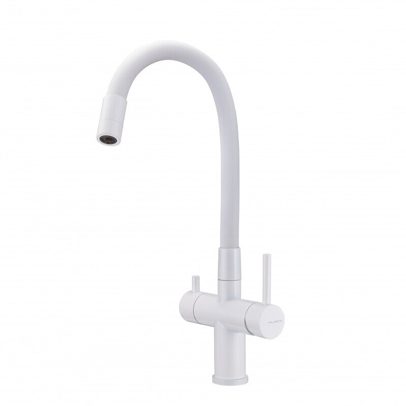 Изображение товара Современный кухонный смеситель Milacio Ultra MCU.560.WH с подключением к фильтру, белый матовый
