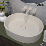 Раковина Treia Aries Culoare 545-01-Q, 54 см, с донным клапаном, искусственный камень, цвет жасмин (белый матовый) - фото 1