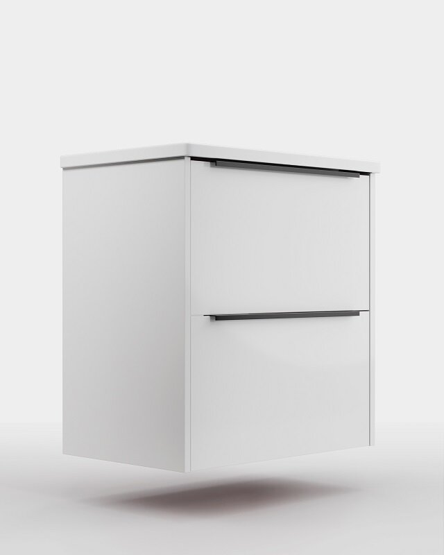 Изображение товара Тумба под раковину La Fenice Nota FNC-01-NOT-PB-60-2 Подвесная 60 см белый платиновый