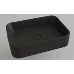 Раковина Treia Floreshta Culoare 560-08-Q, 56 см, с донным клапаном, искусственный камень, цвет космос (черный матовый) - фото 1