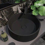 Раковина Treia Rotund Culoare 440-08-Q, 44 см, с донным клапаном, искусственный камень, цвет космос (черный матовый) - фото 1