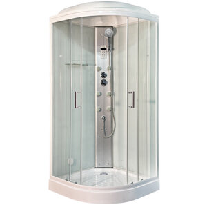 Изображение товара Душевая кабина Royal Bath HKST RB100HKST-WT, 100 x 100 см, стекло прозрачное, профиль белый, хамам
