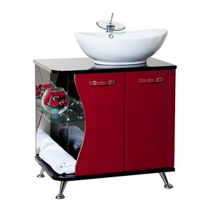 Изображение товара Тумба под раковину Bellezza Рио 70, 4633611242215/4633611241218, напольная, левая/правая, цвет черный/красный