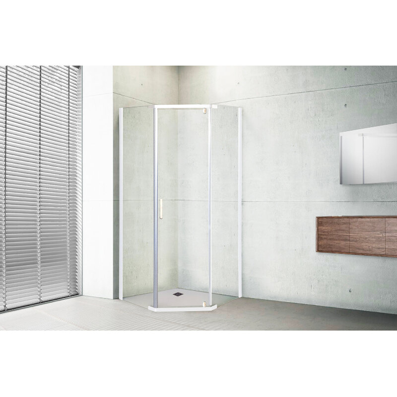 Изображение товара Душевой уголок Royal Bath TR RB9080TR-T 80 x 90 см с прозрачным стеклом и белым профилем