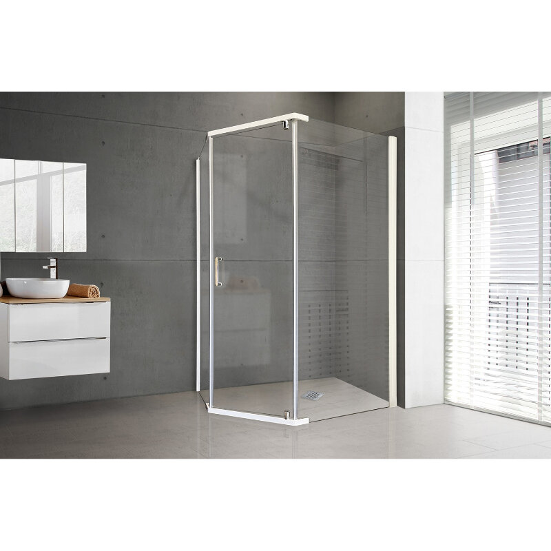 Изображение товара Душевой уголок Royal Bath RB1280TR-T 80x120 см с прозрачным стеклом и белым профилем