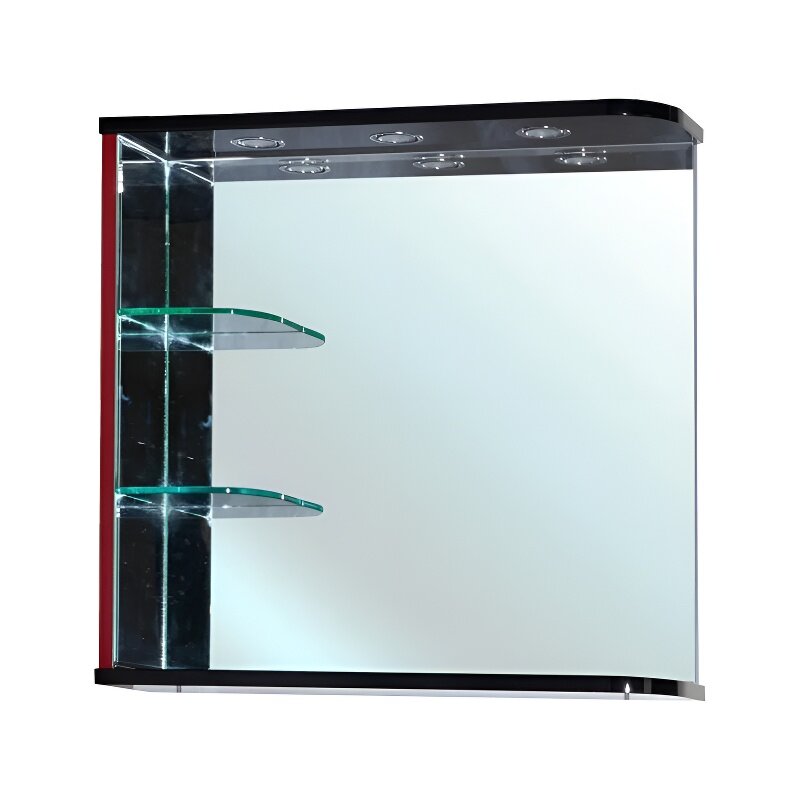 Изображение товара Зеркало Bellezza Рио 70 см, с подсветкой, черный/красный, левое, 4613611062211