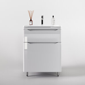 Изображение товара Тумба под раковину Style Line Марелла 60 Люкс Plus СС-00002396, напольная, антискрейтч белый глянец