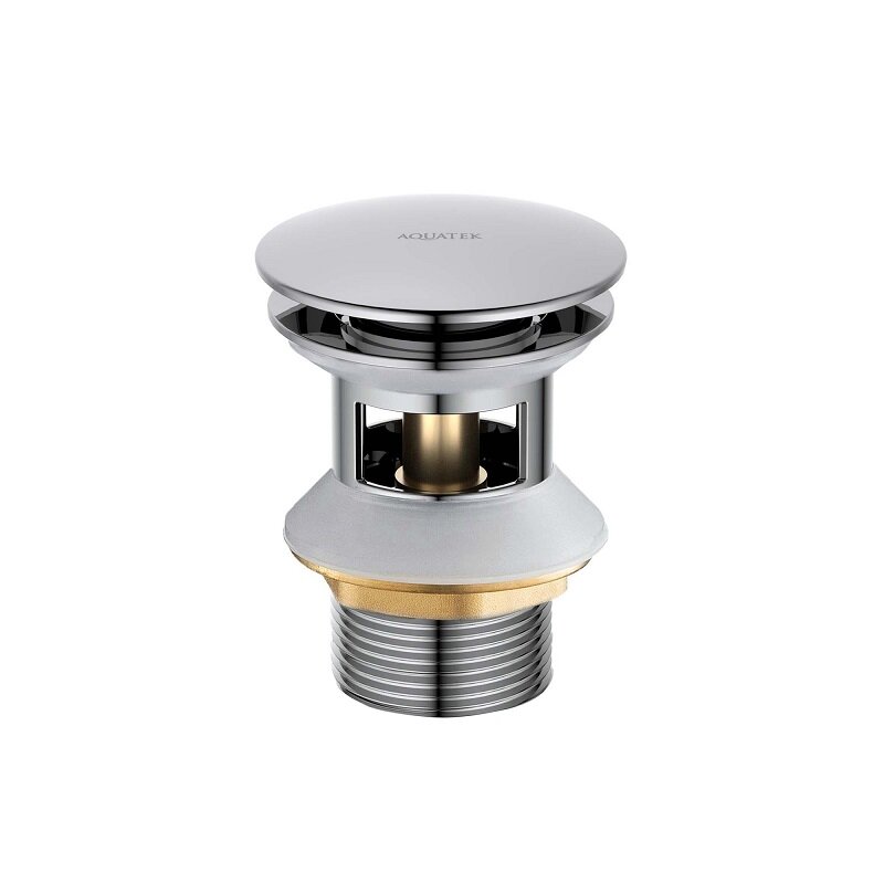 Изображение товара Донный клапан для раковины Aquatek AQ6002CR клик-клак с переливом хром