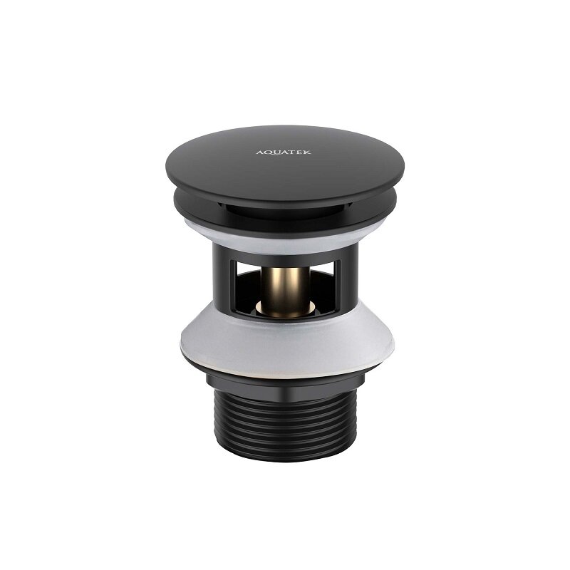 Изображение товара Донный клапан для раковины Aquatek AQ6002MB клик-клак с переливом черный матовый