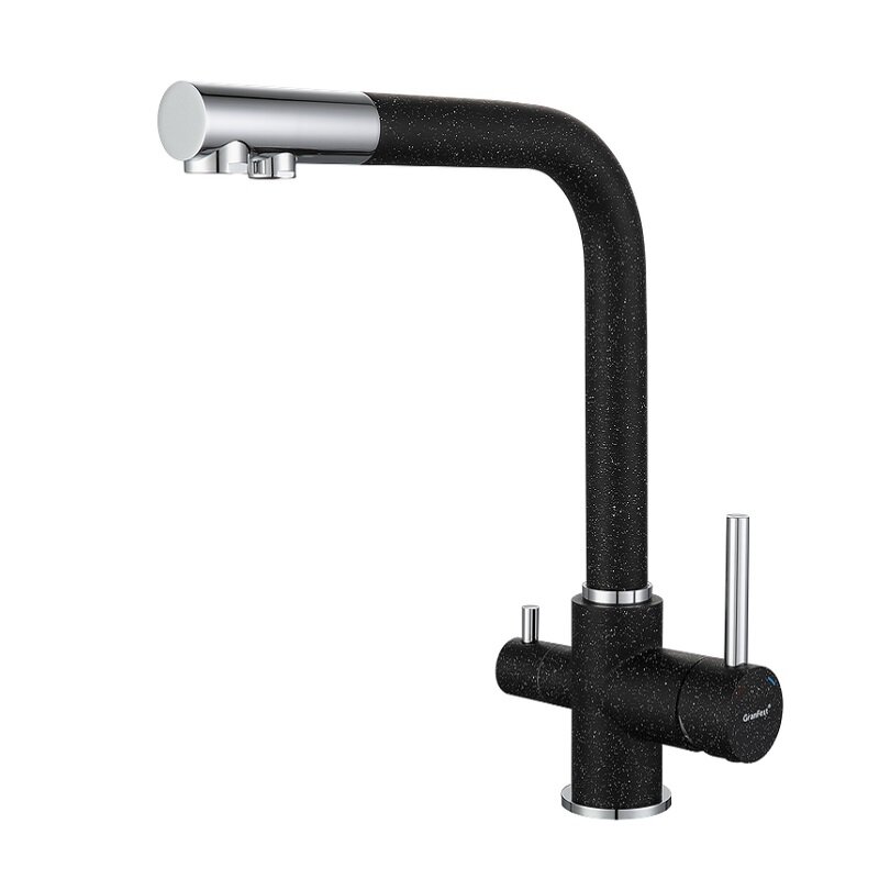 Изображение товара Смеситель GranFest 3611 черный для кухонной мойки, с подключением к фильтру с питьевой водой, цвет черный