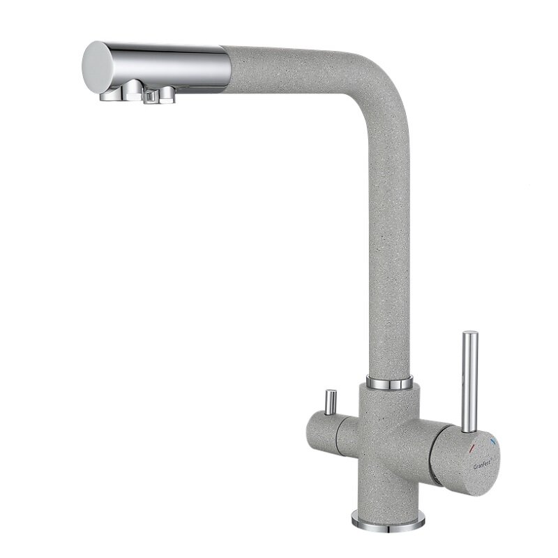 Изображение товара Смеситель для кухонной мойки GranFest 3611 серый с подключением к фильтру