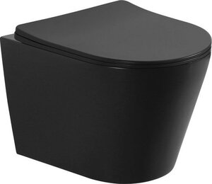 Изображение товара Подвесной безободковый унитаз Aquanet Atago 2.0 W MB LX-1905C (279090), крышка микролифт, цвет черный матовый