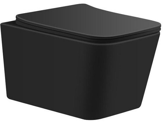 Изображение товара Подвесной безободковый унитаз Aquanet Tavr 2.0 W MB LX-1907MB (279092), крышка микролифт, цвет черный матовый