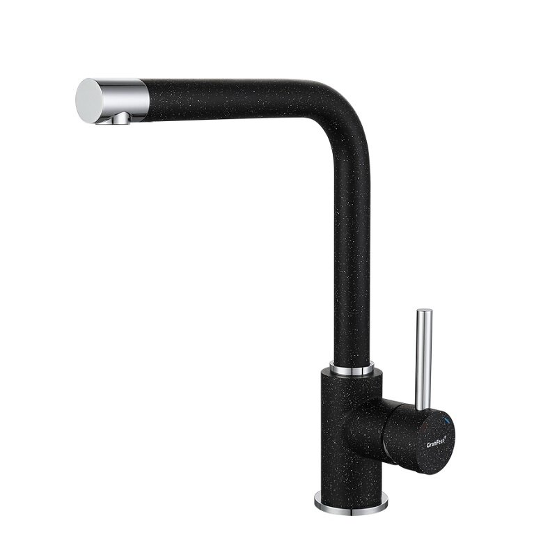 Изображение товара Смеситель для кухонной мойки GranFest 3651 черный, однорычажный, поворотный