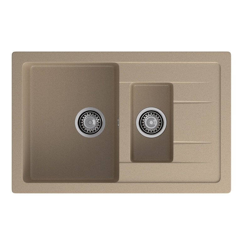 Изображение товара Кухонная мойка GranFest Quadro Q-775KL песочный 76.5х49.5 см двучашевая